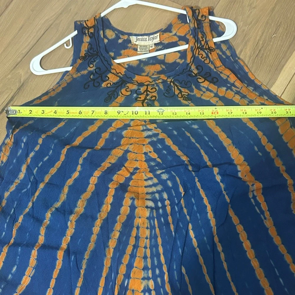Elegant Orange and Blue A-Line Skirt